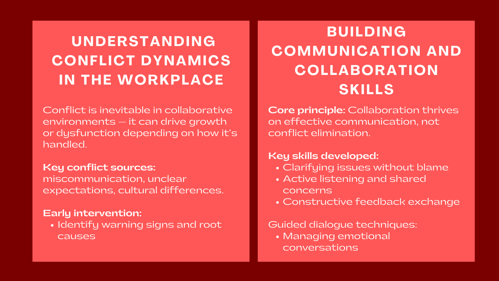 Conflict Resolution and Team Collaboration Internal Training Programs