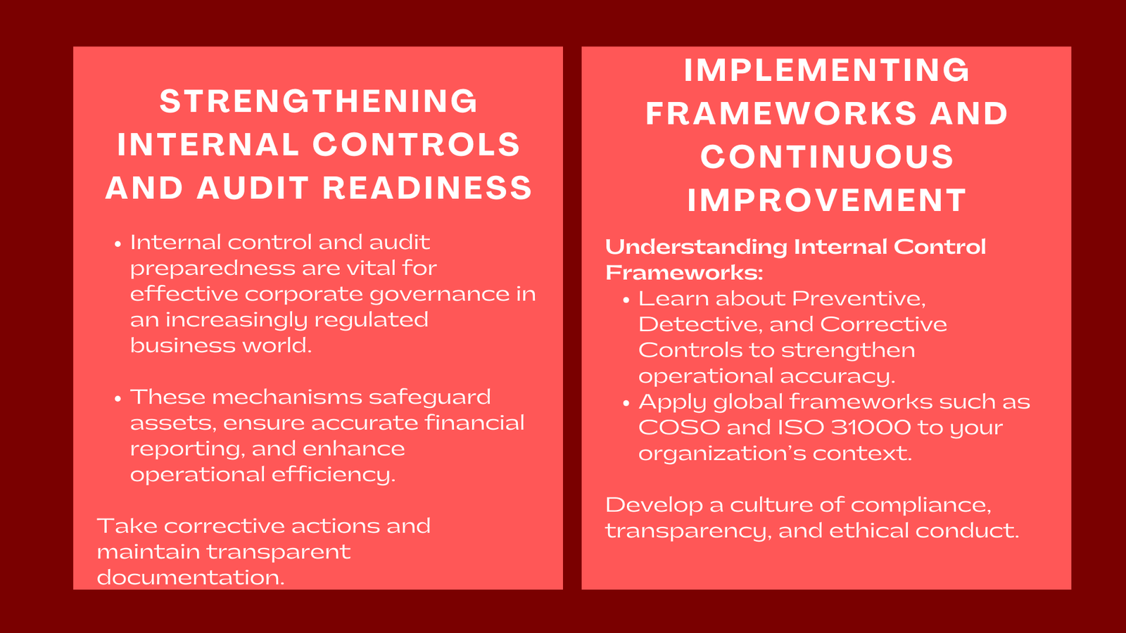Internal Controls and Audit Readiness Professional Development Workshops