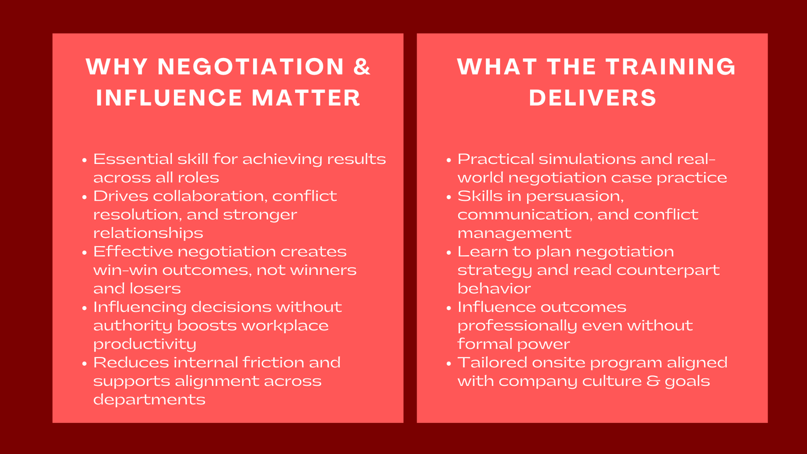 Negotiation Skills and Influencing Techniques Employee Training Programs