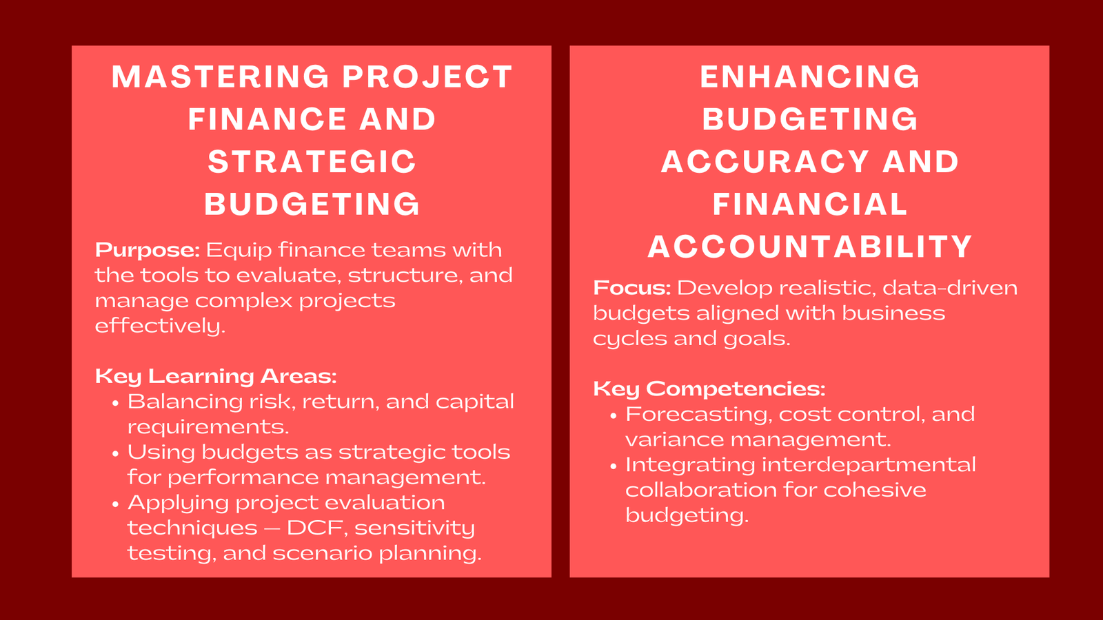 Project Finance and Budgeting Onsite Training for Finance Teams