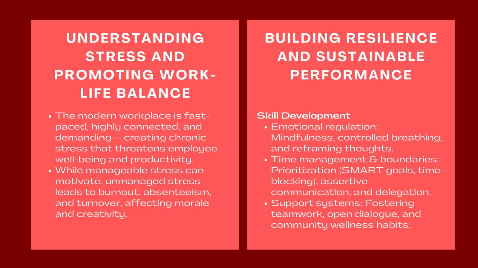 Stress Management and Work-Life Balance Internal Training Programs